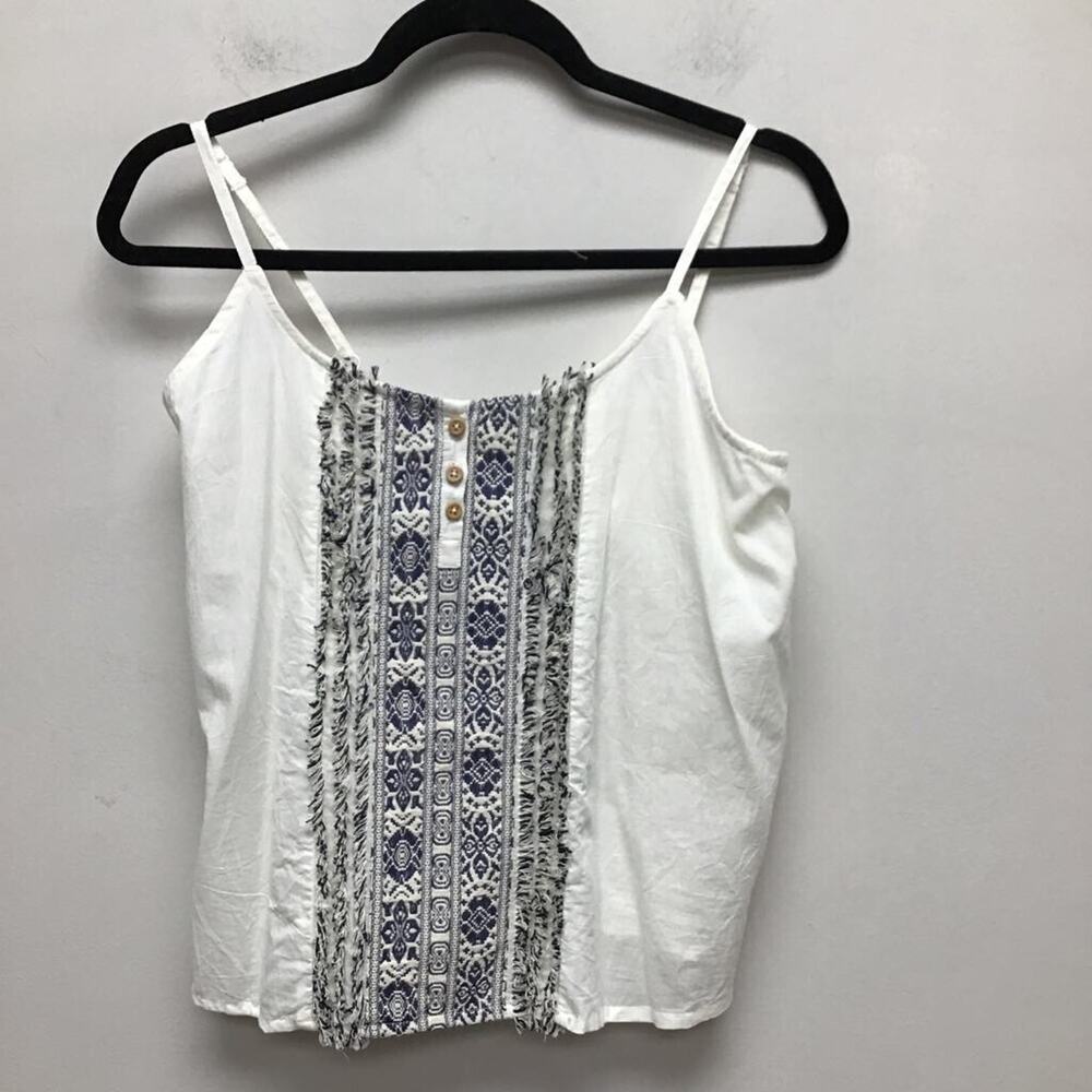 White Crow Womens Shania Blouse Spaghetti Strap Scoop Neck Smocked Embroidered S
